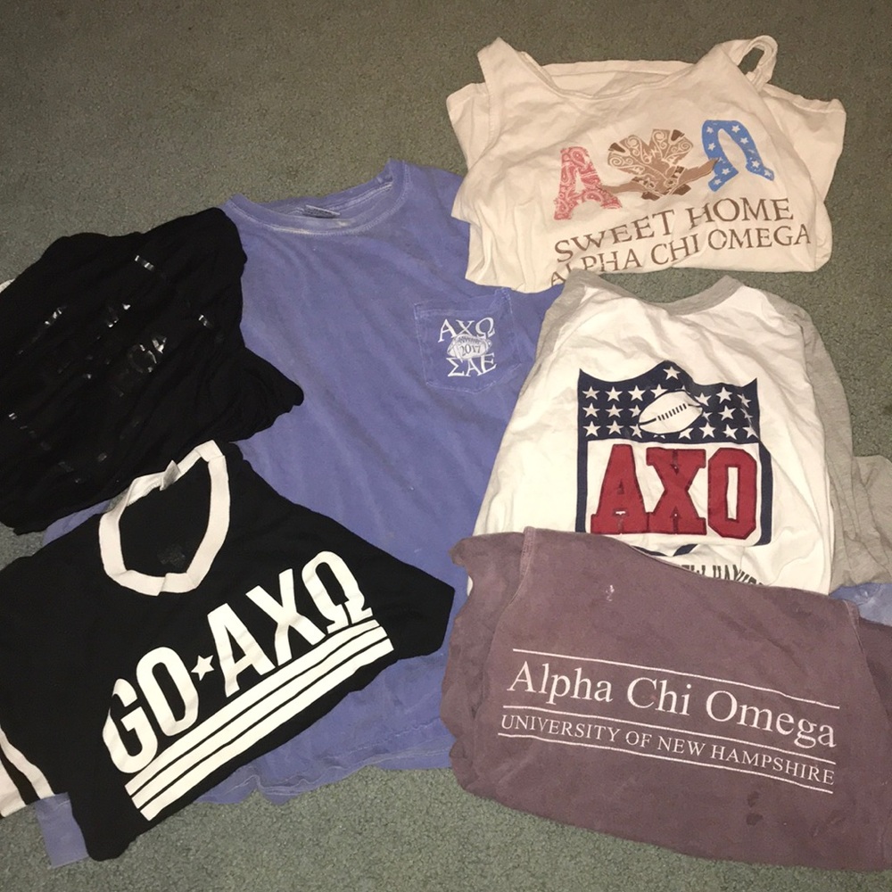 6 AXO shirts and bracelet
